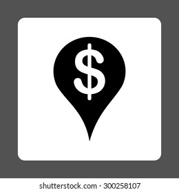Placement icon. This flat rounded square button uses black and white colors and isolated on a gray background.