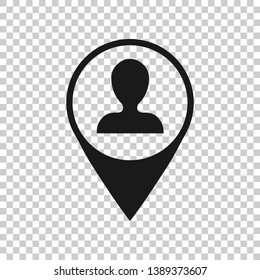 Placement icon in transparent style. People pin vector illustration on isolated background. Navigation business concept.