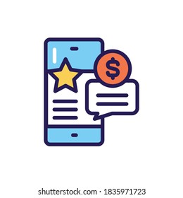 Placement of paid publications line color icon. SMM promotion. 