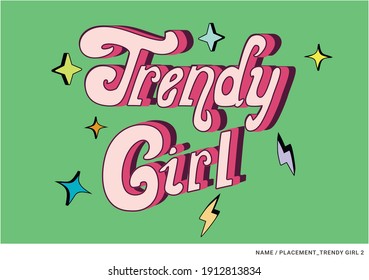 placement print with slogan trendy girl on the green background