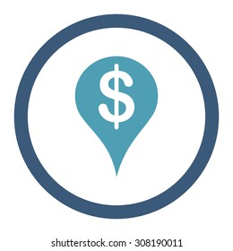 Placement vector icon. This flat rounded symbol uses cyan and blue colors and isolated on a white background.