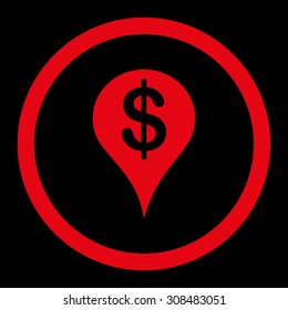 Placement vector icon. This flat rounded symbol uses red color and isolated on a black background.