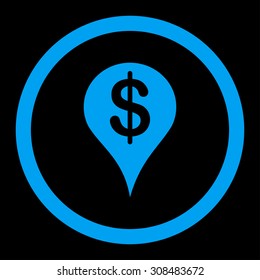 Placement vector icon. This flat rounded symbol uses blue color and isolated on a black background.