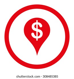 Placement vector icon. This flat rounded symbol uses red color and isolated on a white background.