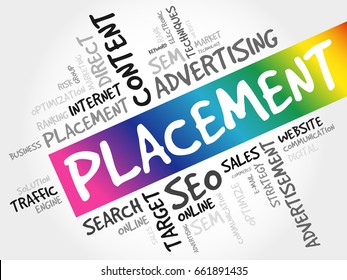 PLACEMENT word cloud collage, business concept background