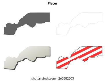 Placer County (California) outline map set