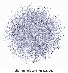 Placer silver sparkles onwhite background with color highlights. Vector illustration