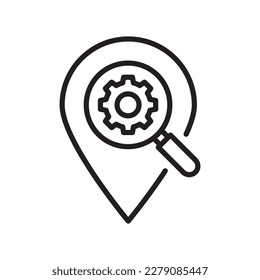 Orte Optimierung der Vektorgrafik Symbol Design Illustration. SEO-Entwicklungs- und Marketing-Symbol auf weißem Hintergrund EPS10-Datei