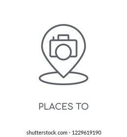 Places to photograph linear icon. Modern outline Places to photograph logo concept on white background from Maps and Locations collection. Suitable for use on web apps, mobile apps and print media.