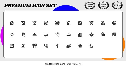 Places premium vector icon set for mobile interface and website
