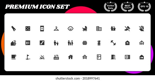 Places premium vector icon set for mobile interface and website