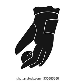 Placing of a golf ball icon in black style isolated on white background. Golf club symbol stock vector illustration.