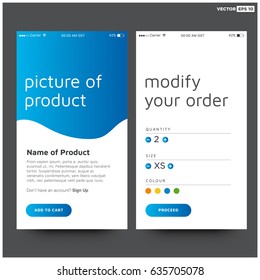 Placing an order UI UX Card Screen with Details for Modifying 