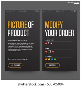 Placing an order UI UX Card Screen with Details for Modifying 