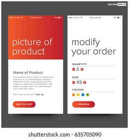 Placing an order UI UX Card Screen with Details for Modifying 