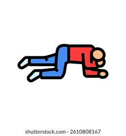placing unconscious victim recovery position color icon vector. placing unconscious victim recovery position sign. isolated symbol illustration