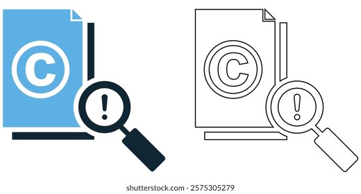 plagiarism icon vector Features symbols like copied documents, warning signs, stolen content, and detection tools. Pictogram symbol ui and ux design, glyphs and line