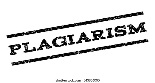 Plagiarism watermark stamp. Text caption between parallel lines with grunge design style. Rubber seal stamp with scratched texture. Vector black color ink imprint on a white background.