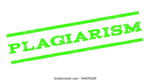 Plagiarism watermark stamp. Text caption between parallel lines with grunge design style. Rubber seal stamp with dirty texture. Vector light green color ink imprint on a white background.