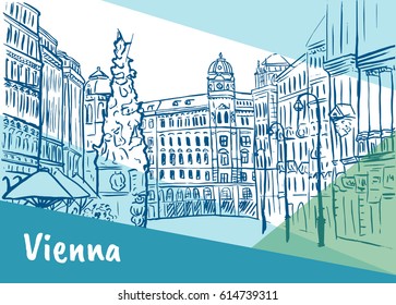 Plague column on Graben street in Vienna city