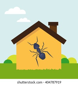 Plague control in house, vector illustration.
