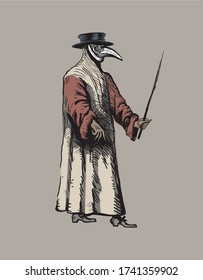 Plague doctor with bird mask and hat svg