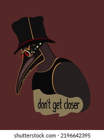 Plague Doctor. Don't Get Closer. Vector Illustration. Introvert Concept.