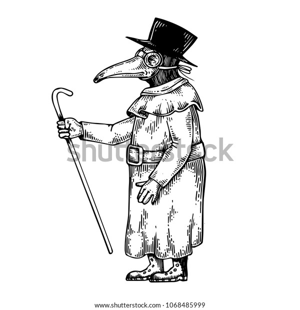 Plague Doctor Engraving Vector Illustration Scratch Stock Vector ...