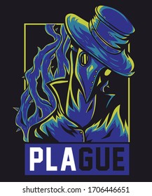 plague doctor illustration , poster , t shirt design , textile 