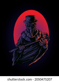 plague doctor Illustration premium vector, perfect for t shirt