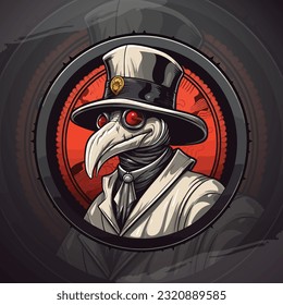 Ilustración con el logotipo de Plague Doctor: Gráfica vectorial para equipos E-Sport y Deportes