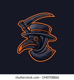 Plague Doctor Mascot Esport Logo Design . doctor in bird mask