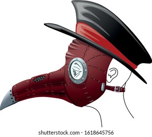 Plague doctor mask for holiday, carnival, masquerade, Halloween, vector illustration on a white background.