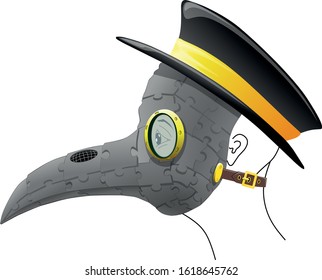 Plague doctor mask for holiday, carnival, masquerade, Halloween, vector illustration on a white background.