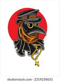 plague doctor mask illustration vector design
