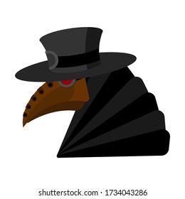 Plague doctor mask. Medieval doc treat pandemic and epidemic. vector illustration