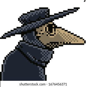 Plague Doctor Pixel Art illustration isolated on white background