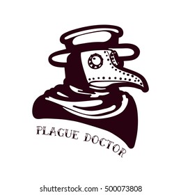 Plague Doctor. Tattoo in the style of the old school. Doctor in a bird mask and hat. Old tape. For prints, posters, t-shirts, bags, covers smartphones