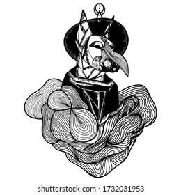 Plague doctor tattoo template. Plague doctor tattoo vector illustration