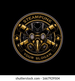 Plague Doctor vapor badge steampunk illustration style svg