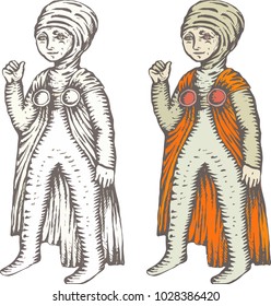 Plague doctor. Vector vintage engraving illustration isolated, on a white background. For poster, book, playing cards. the Middle Ages, Gothic culture. (set tarot game).    
