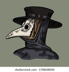 Plague doctor - vintage character illustration t-shirt print