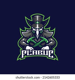 Vector de diseño de logotipo de mascota de peste con el estilo de diseño de ilustración moderno para la impresión de insignias, emblemas y camisetas. Ilustración de plaga para el equipo deportivo y deportivo.