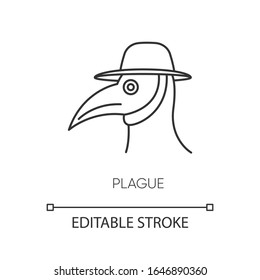 Icono lineal perfecto de píxel de peste. Ilustración personalizable en línea delgada. Enfermedad viral endémica, símbolo de contorno de enfermedades infecciosas peligrosas. Dibujo de contorno aislado del vector. Trazo editable