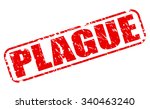 PLAGUE red stamp text on white