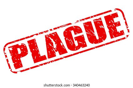 PLAGUE red stamp text on white