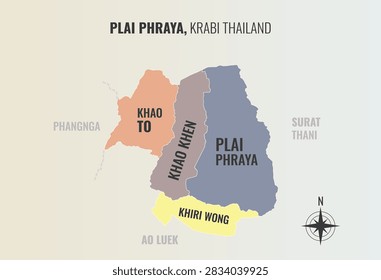 Plai phraya Krabi Amp into Tambon in a minimalist colorful style