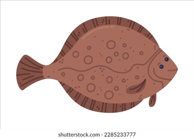 Plaice Flatfish as Seafood and Fresh Sea Product Vector Illustration