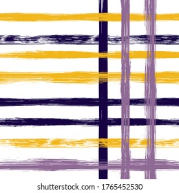 Plaid abstract background. colored tartan pattern. Hand painted grange texture. Plaid cross geometric elements.