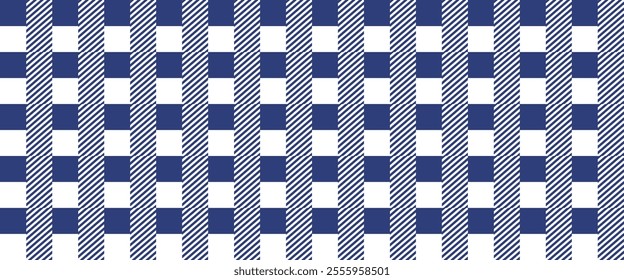 Plaid american blue seamless pattern, gingham, texture, repeating wallpaper